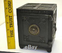 1887 Cast Iron Security Safe Deposit Safe 6 Toy Bank Working Combination Lock