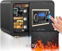 1.2Cub Dual Alarm Safe Box Fingerprint &Digital Keypad Security Lock Home Office