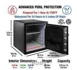 1.2 cu. Ft. Fireproof & Waterproof Safe with Dial Combination Lock