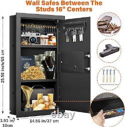 25.6 Tall Fireproof Wall Safes Between the Studs 16 Centers, Hidden Wall Safe