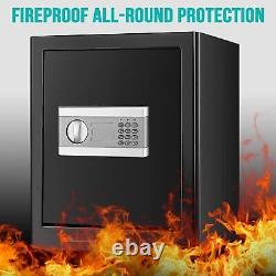 2.08Cub Large Fireproof Safe Box Digital Keypad Lock LED Cash Home Office Hotel