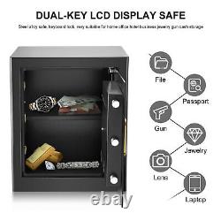 2.0Cub Fireproof Safe Box Home Office Security Digital Keypad Dual Key Lock LCD