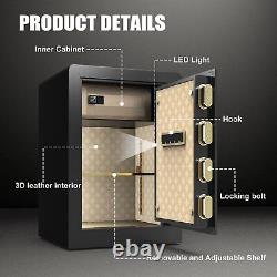 3.4 Cubic Feet Security Safe Box with Double Safety Key Lock LED Light, Home Safe