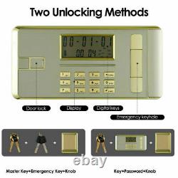 3.5cub Safe Box Dual Key Lock System Security Digital Lcd Home Office Money File