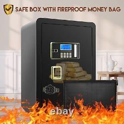 3.7 Cub Large Safe Box Fireproof Security Double Key Lock LCD Built-In Lockbox
