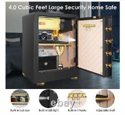 3.7 Cub Security Home Safe with Fireproof Bag Double Safety Key Lock LCD Screen