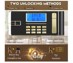 3.7 Cub Security Home Safe with Fireproof Bag Double Safety Key Lock LCD Screen