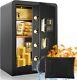 3.8ct Safe Box Double Password/key Lock Lcd Lockbox Fireproof Cash File Jewelry