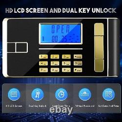 3.8CT Safe Box Double Password/Key Lock LCD Lockbox Fireproof Cash File Jewelry