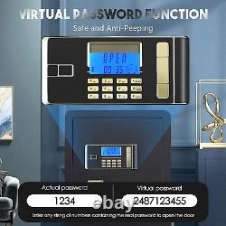 3.8CT Safe Box Double Password/Key Lock LCD Lockbox Fireproof Cash File Jewelry