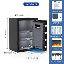 3 CuBic Fireproof Safe Box Digital Lock Steel Security Safe withElectronic Keypad