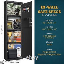 43.5 Tall Fireproof Wall Safe Removable Shelf, Hidden Gun Compartment