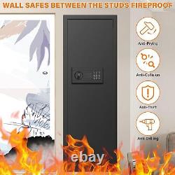 43.5 Tall Fireproof Wall Safes Between the Studs, Large Home Wall Safe -Black