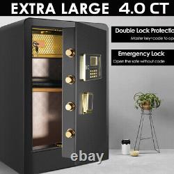 4.0Cub Large Deluxe Home Safe with Dual Key Lock LED, Interior Box Money Gun Safe