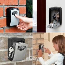 4 Digit Combination Key Lock Box Wall Mount Safe Security Storage Case Aluminum
