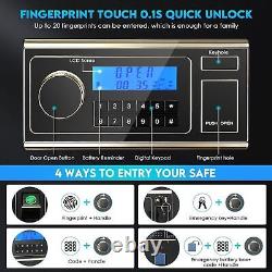4 in 1 Fingerprint 2.25 Cub Fireproof Safe Box Digital Security Lock Home Office