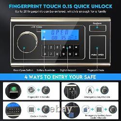 4 in 1 Fingerprint 2.5 Cub Fireproof Safe Box Digital Security Lock Home Office