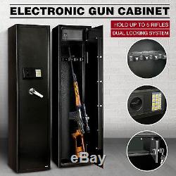5Gun Rifle Storage Electronic Lock Safe Steel Cabinet Lockbox Firearm Heavy Duty