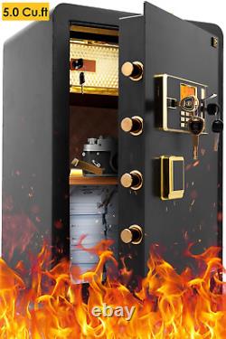 5.0 Cu. Ft. Safes Lock Box, Fireproof Home Safe, Dual Key System, Black, 74 Lb