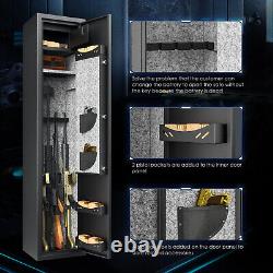 5-6 Gun Rifle Safe Cabinet Large Metal Separate Pistol/Ammo Box External Battery
