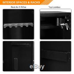 5 Gun Rifle Storage Wall Safe Box Security Cabinet Electronic Dual Lock Steel
