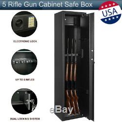 5 Rifle Gun Storage Digital Cabinet Safe Box Steel Security Guns Vault Firearm