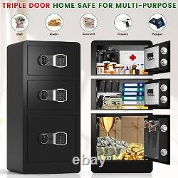 8.1Cu Ft Extra Large Home Safe Fireproof Waterproof with THREE DOORS, Heavy Duty