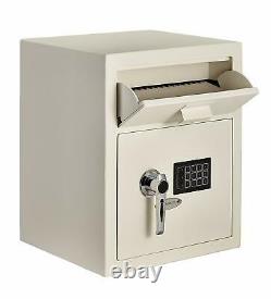 AdirOffice White Steel Safety Deposit Storage Box Digital Lock Front Load Safe
