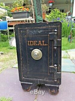 Antique 19th C. Ideal Cast Iron Safe 18x13x10 1/2 Combination Lock Works Bank