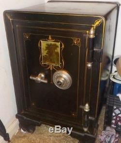 Antique Iron Floor Safe with Wheels, Working YALE Combination Lock