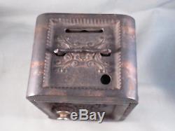 Antique Medallion Safe Bank. Copper Electroplate, Combination Lock Still Bank