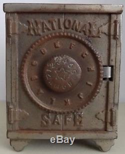 Antique NATIONAL SAFE Cast Iron Piggy / Coin Bank with DOUBLE Combination Lock