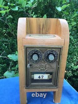 Antique US POSTAL LOCK BOX PIGGY BANK Combination Mechanical Handcrafted SAFE