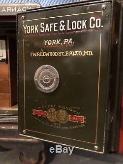 Antique York Safe & Lock Co. Hargreaves' Pharmacy Safe with Combo & Keys