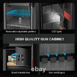 Biometric Fingerprint Quick Access 6-Gun Rifle Cabinet Safe with Pistol Lock Box