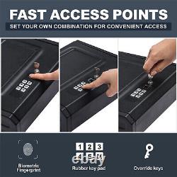 Biometric Gun Safe Quick-Access Handgun Safe Lockbox Fingerprint Lock Keypad Key