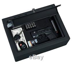 Biometric Handgun Safe Fingerprint Gun Pistol Drawer Box Security Lock Key Vault