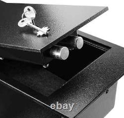 Black Floor Safe Steel Lock & Key Box Home Security Cash Jewelry Gun Storage New