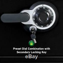 Combination Dial Lock Safe withKey Home Security Protect Fire Proof Steel Sentry