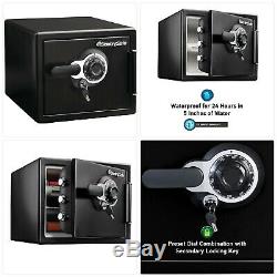 Combination Dial Lock Safe withKey Home Security Protect Fire Proof Steel Sentry