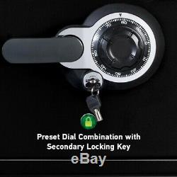Combination Dial Lock Safe with Key Home Security Protect Fire Proof Steel Sentry