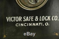 Combination Lock Antique Iron Safe or Chairside Table, Signed Victor #35199
