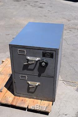 Diebold-2 Drawer-File-Filing-Cabinet-Locking-Safe Sargent Greenleaf + Combo S&G