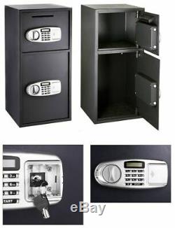 Digital Double Door Safe Box Iron Security Lock Cash Jewelry Depository Drop