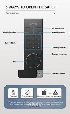 Digital Security Safe Box with Alarm, Lock Box Safe with Inner Cabinet LED Light