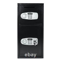 Double Door Digital Safe Depository Drop Box Safes Cash Office Security Lock Key