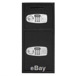 Double Door Office Security Lock Digital Cash Gun Safe Depository Box Black Hot