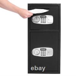 Double Door Office Security Lock Digital Cash Gun Safe Depository Box Black Hot