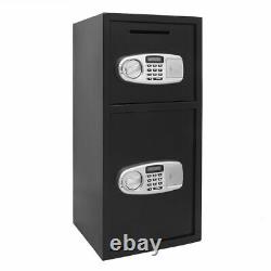 Double Doors Cash Security Code Lock Value Safe Home Office Depository Drop Box