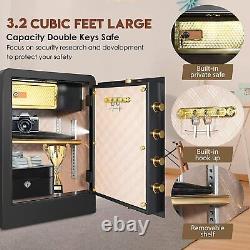 Double Key Lock 3.2Cub Digital LCD Fireproof Home Office Security Safe Box Large